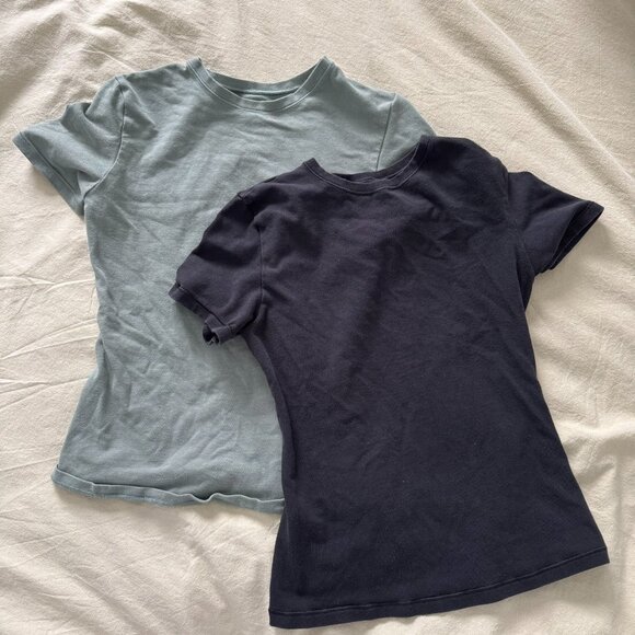 Organic Basics Flex Tees Set (Black and Seaweed) - Picture 1 of 9